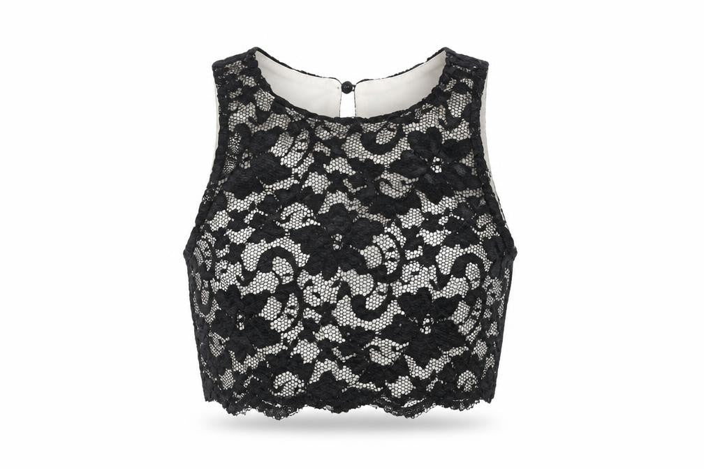 Womens UK Size 10 New Look Black Cropped T-Shirt