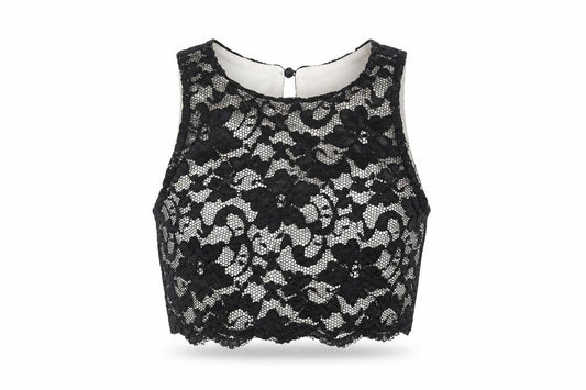 Womens UK Size 10 New Look Black Cropped T-Shirt