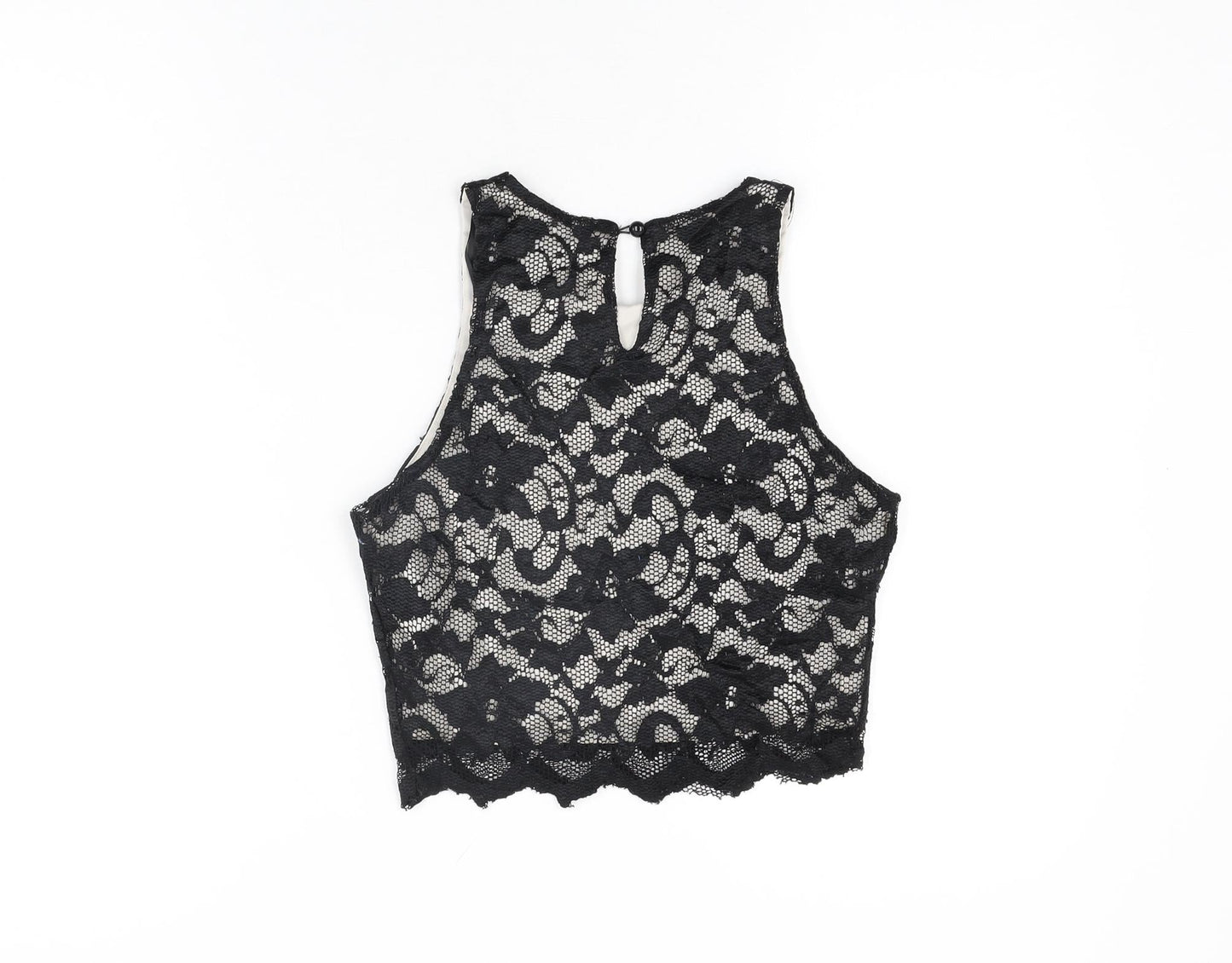 Womens UK Size 10 New Look Black Cropped T-Shirt