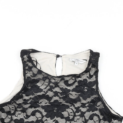 Womens UK Size 10 New Look Black Cropped T-Shirt