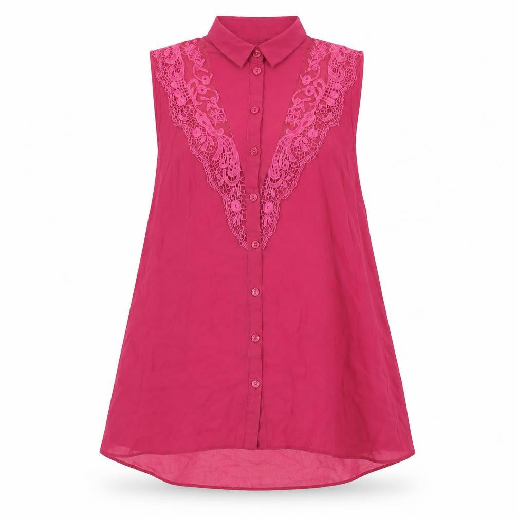 Womens UK Size 10 Miss Selfridge Pink Basic Button-Up