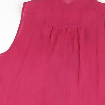 Miss Selfridge Womens Pink Polyester Basic Button-Up Size 10 Collared