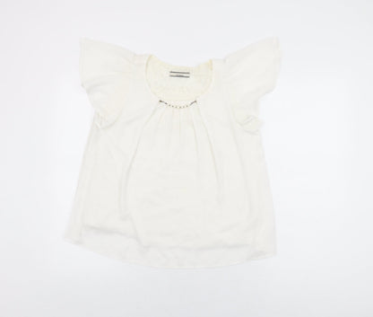 Olive des Olive Womens White Polyester Basic Blouse Size M Round Neck