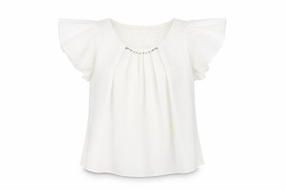 Olive des Olive Womens White Polyester Basic Blouse Size M Round Neck