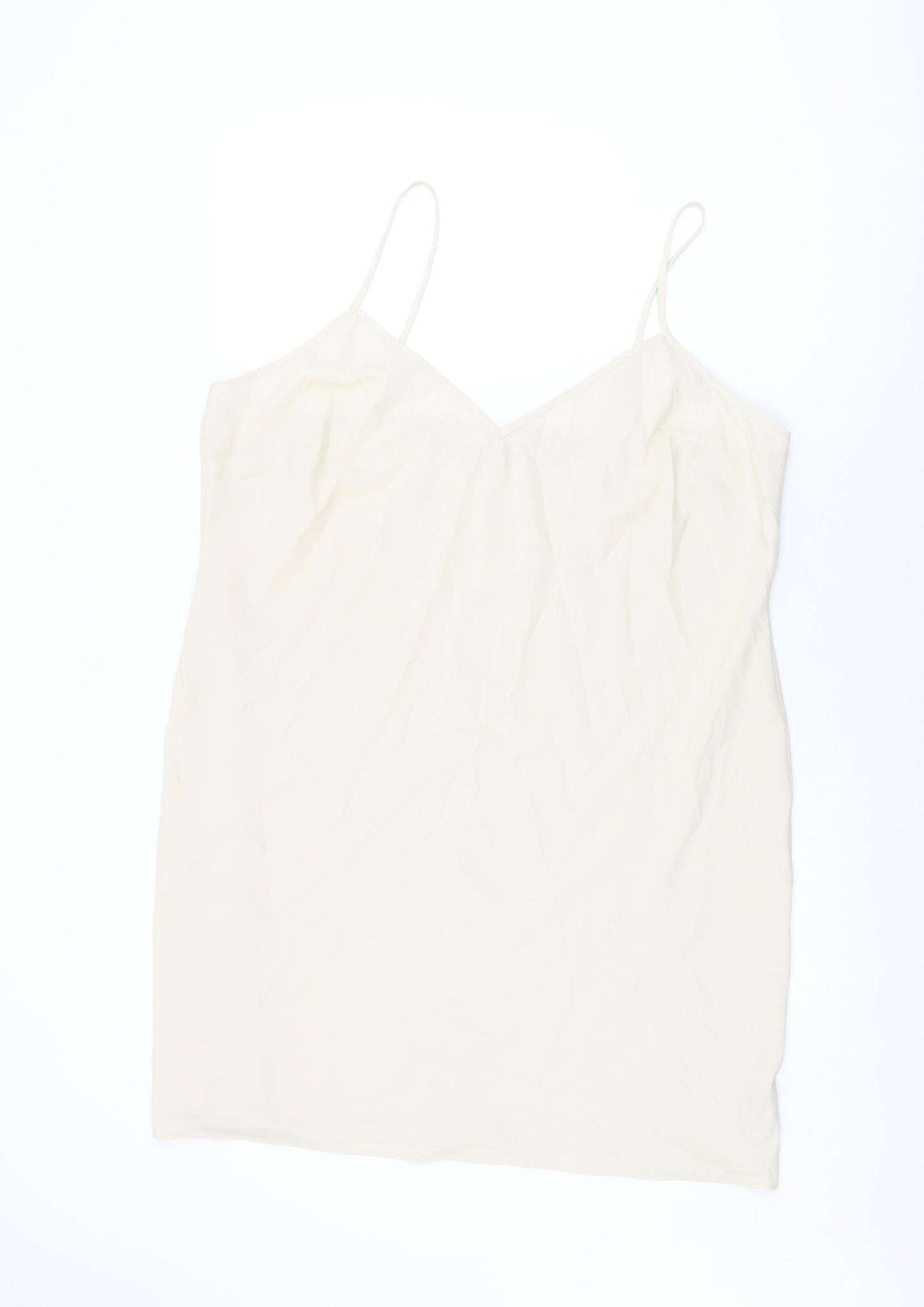 Marks and Spencer Womens Beige Polyester Slip Dress Size 20 V-Neck Pullover
