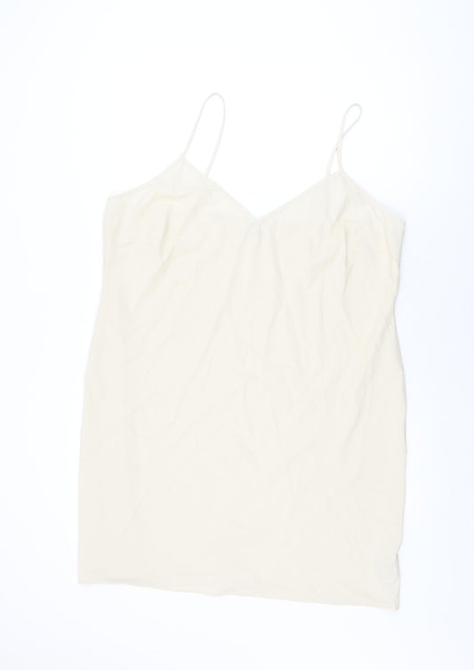 Marks and Spencer Womens Beige Polyester Slip Dress Size 20 V-Neck Pullover
