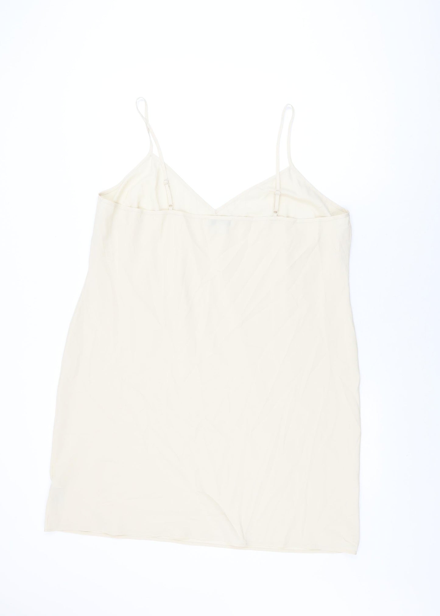 Marks and Spencer Womens Beige Polyester Slip Dress Size 20 V-Neck Pullover