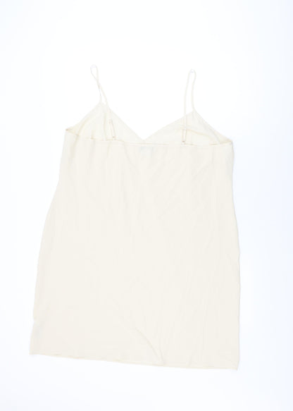 Marks and Spencer Womens Beige Polyester Slip Dress Size 20 V-Neck Pullover