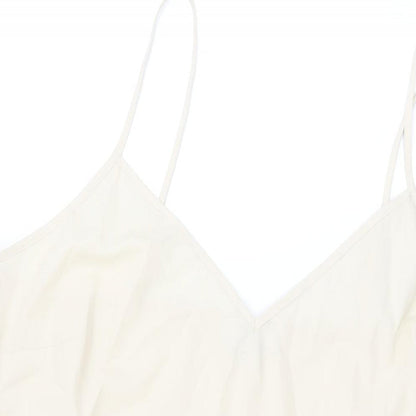 Marks and Spencer Womens Beige Polyester Slip Dress Size 20 V-Neck Pullover