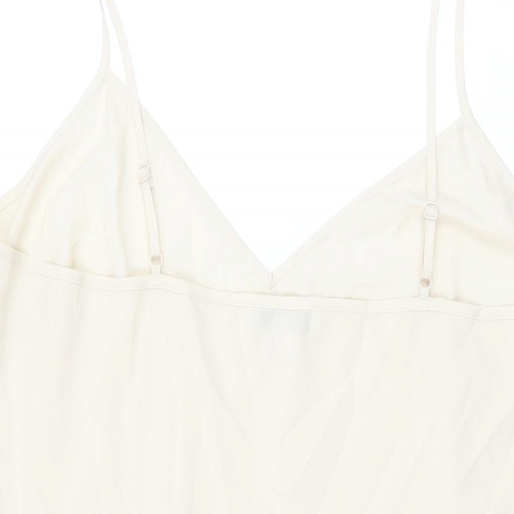 Marks and Spencer Womens Beige Polyester Slip Dress Size 20 V-Neck Pullover
