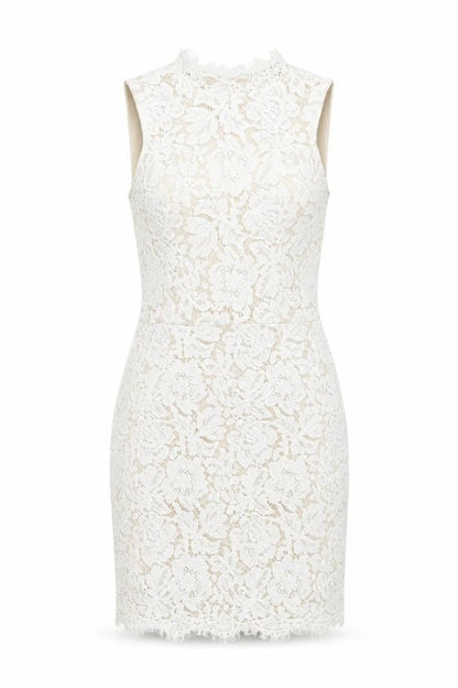 Missguided Womens White Floral Polyester Bodycon Size 10 Round Neck Zip