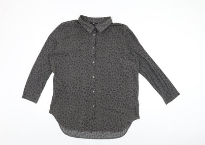 Womens UK Size M H&M Grey Basic Button-Up