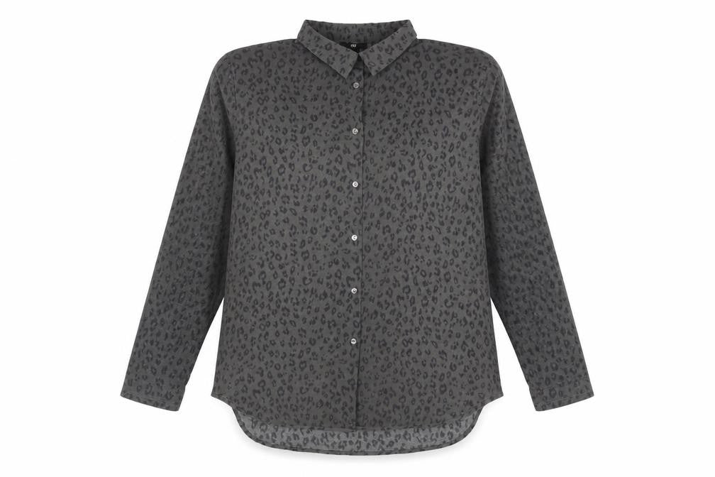 Womens UK Size M H&M Grey Basic Button-Up