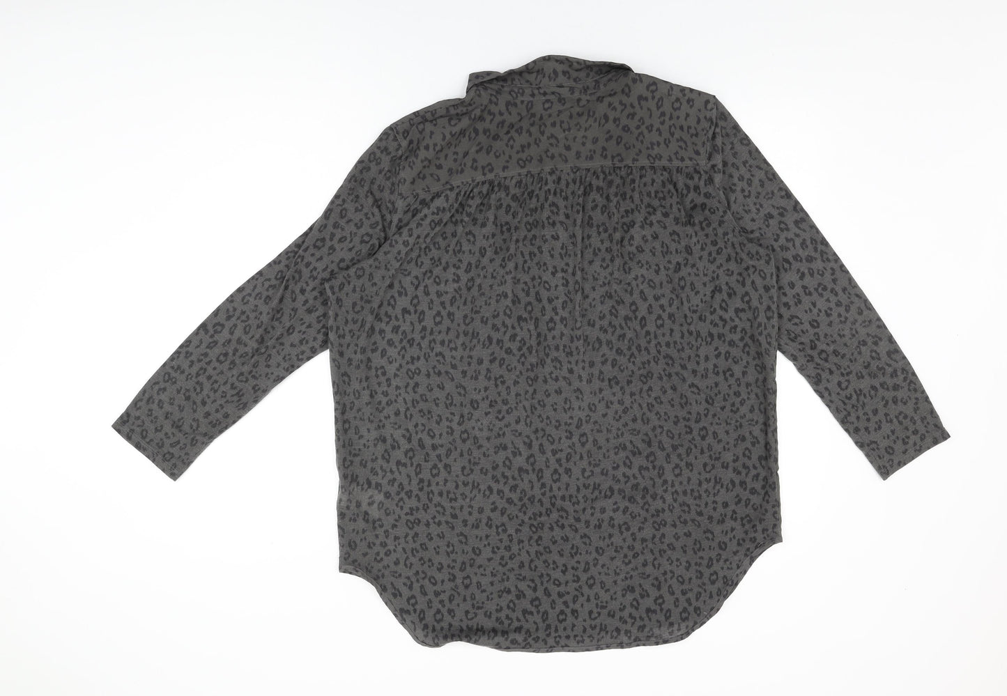 Womens UK Size M H&M Grey Basic Button-Up