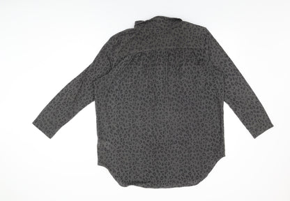 Womens UK Size M H&M Grey Basic Button-Up