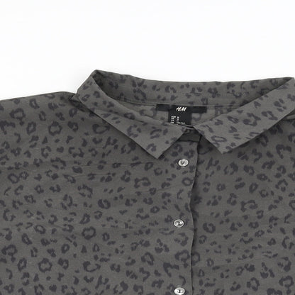 Womens UK Size M H&M Grey Basic Button-Up
