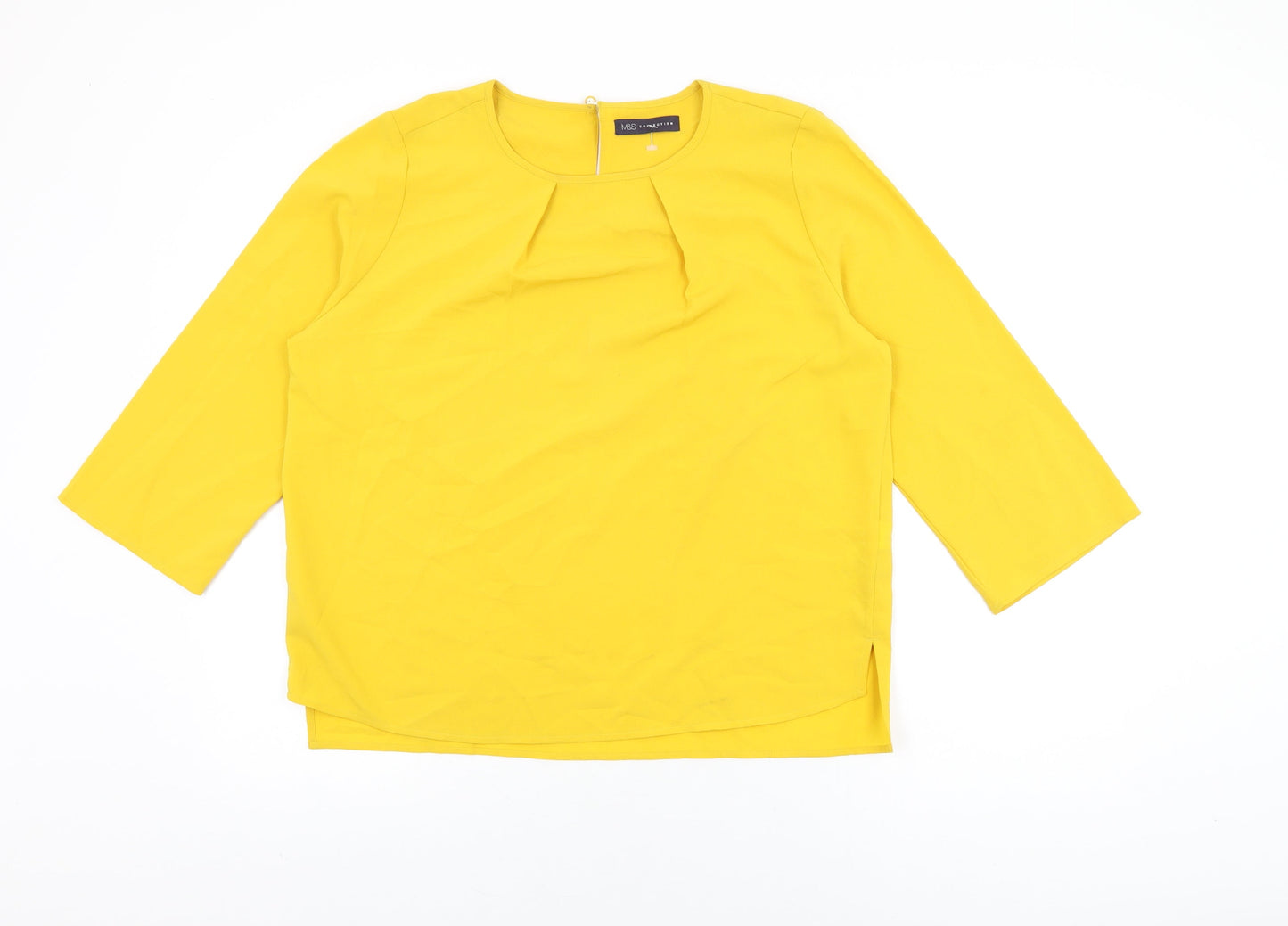 Womens UK Size 12 Marks and Spencer Yellow Basic T-Shirt