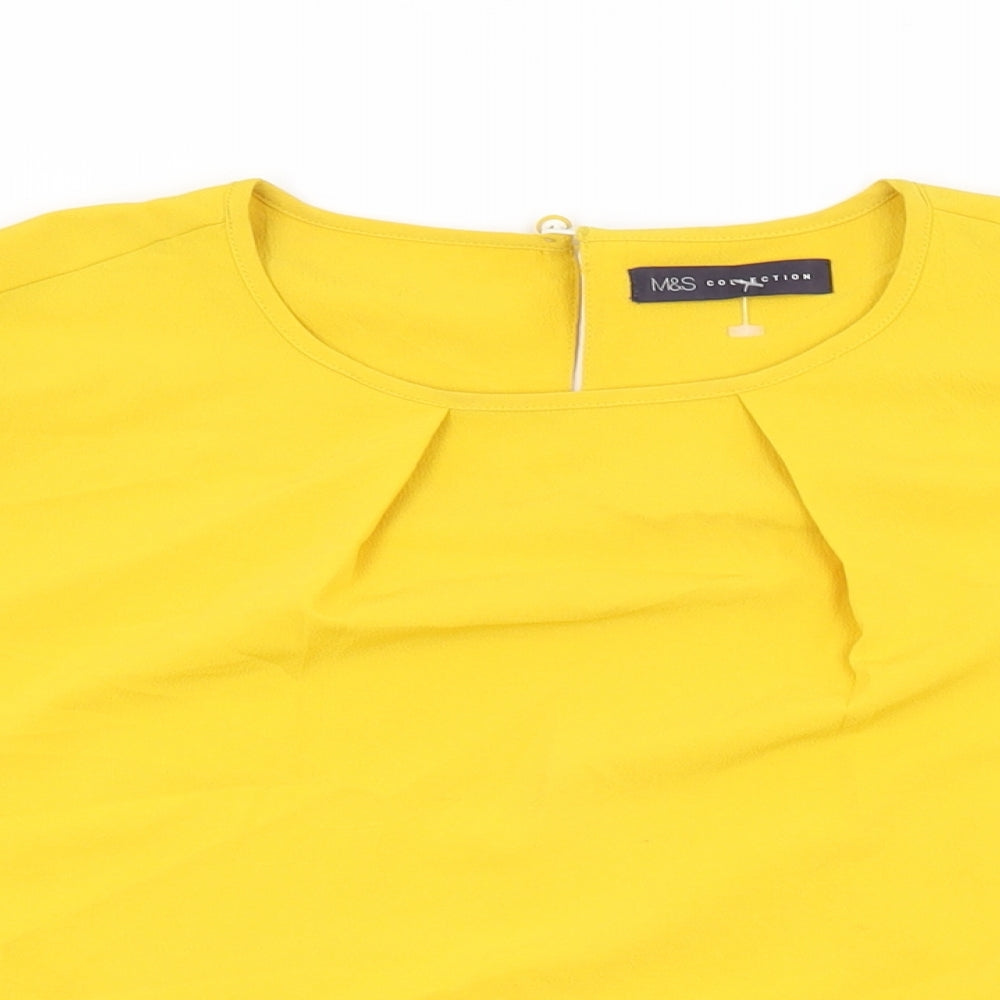Womens UK Size 12 Marks and Spencer Yellow Basic T-Shirt