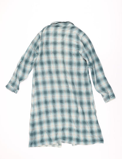 Patra Womens Blue Geometric Cotton Shirt Dress Size S Collared Button