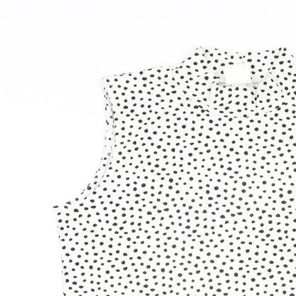 H&M Womens White Polka Dot Polyester Bodysuit One-Piece Size M Snap