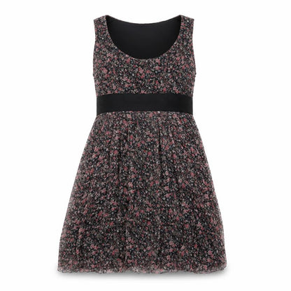 Zara Womens Black Floral Silk Shift Size M Scoop Neck Zip