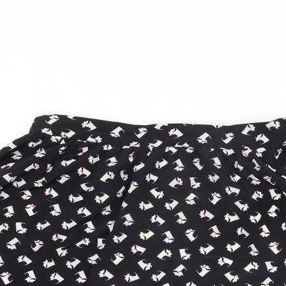 Twik Womens Black Geometric Polyester Skater Skirt Size M