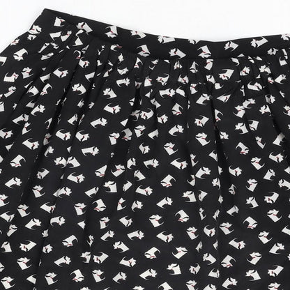 Twik Womens Black Geometric Polyester Skater Skirt Size M