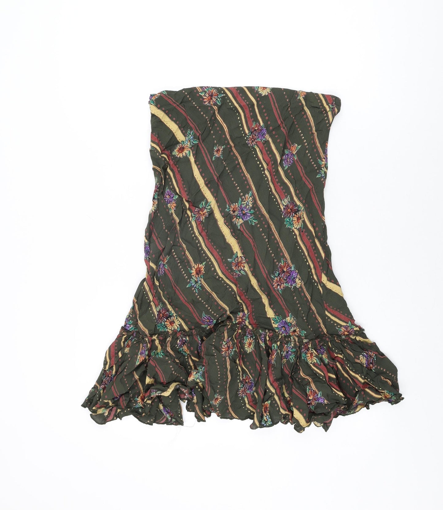 Mango Womens Green Floral Viscose Flare Skirt Size XL