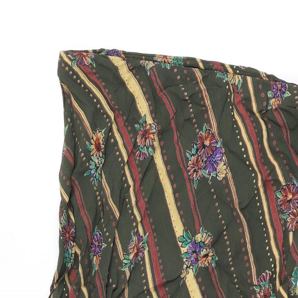 Mango Womens Green Floral Viscose Flare Skirt Size XL