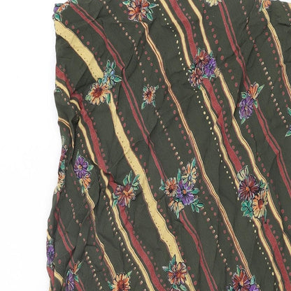 Mango Womens Green Floral Viscose Flare Skirt Size XL