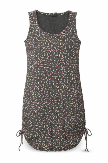 Gap Womens Grey Floral Viscose Shift Size M Scoop Neck Drawstring
