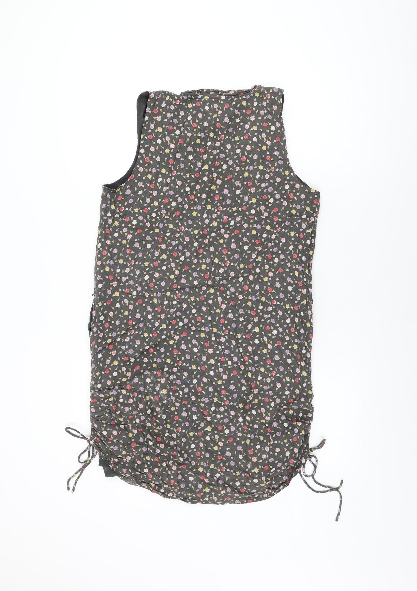 Gap Womens Grey Floral Viscose Shift Size M Scoop Neck Drawstring