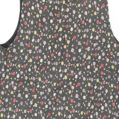 Gap Womens Grey Floral Viscose Shift Size M Scoop Neck Drawstring