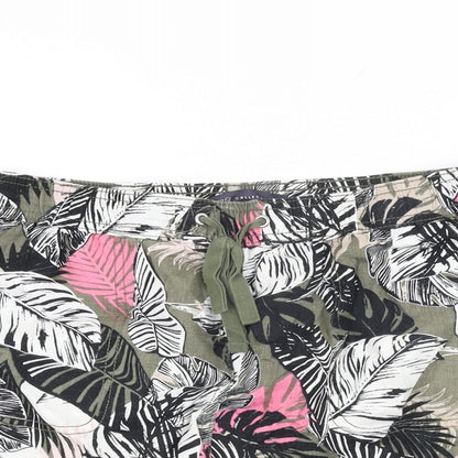 Marks and Spencer Womens Multicoloured Floral Linen A-Line Skirt Size 10 Drawstring