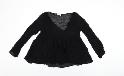 Womens UK Size M Pull&Bear Black Basic Blouse