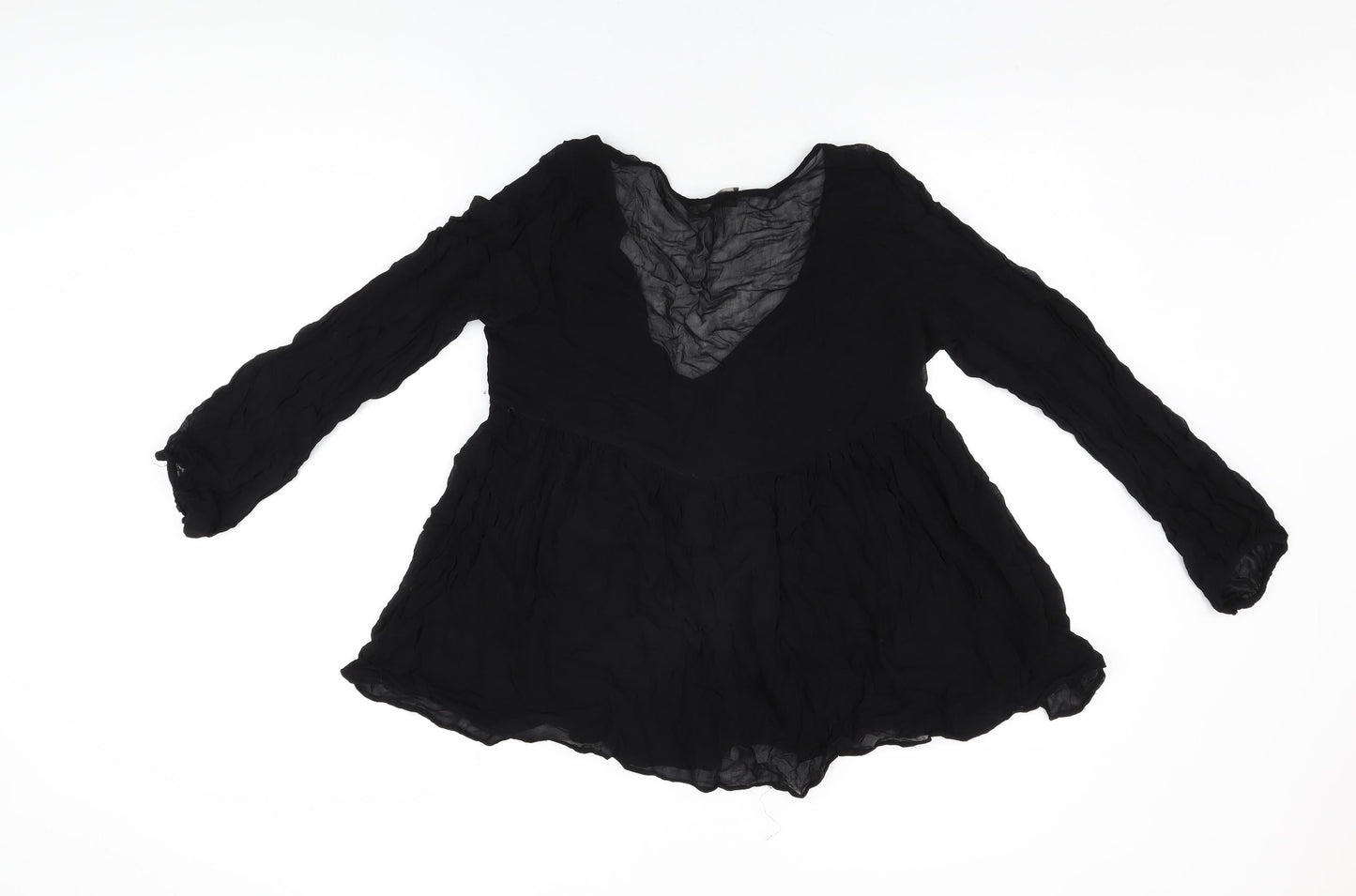 Womens UK Size M Pull&Bear Black Basic Blouse