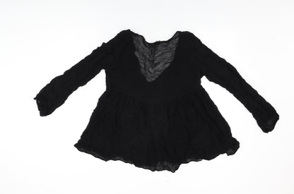 Womens UK Size M Pull&Bear Black Basic Blouse