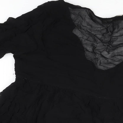 Womens UK Size M Pull&Bear Black Basic Blouse