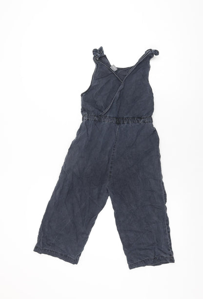 NEXT Girls Black Lyocell Jumpsuit One-Piece Size 7 Years L13 in Pullover