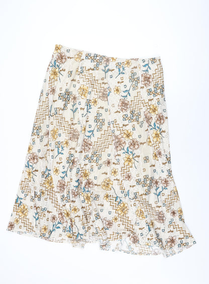 Stephen Y Womens Ivory Floral Acetate Flare Skirt Size 3XL Zip