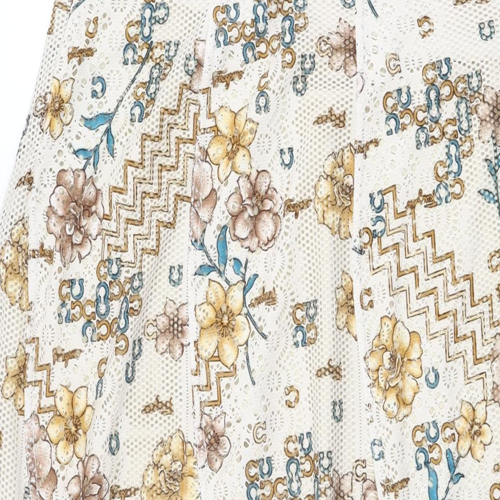 Stephen Y Womens Ivory Floral Acetate Flare Skirt Size 3XL Zip