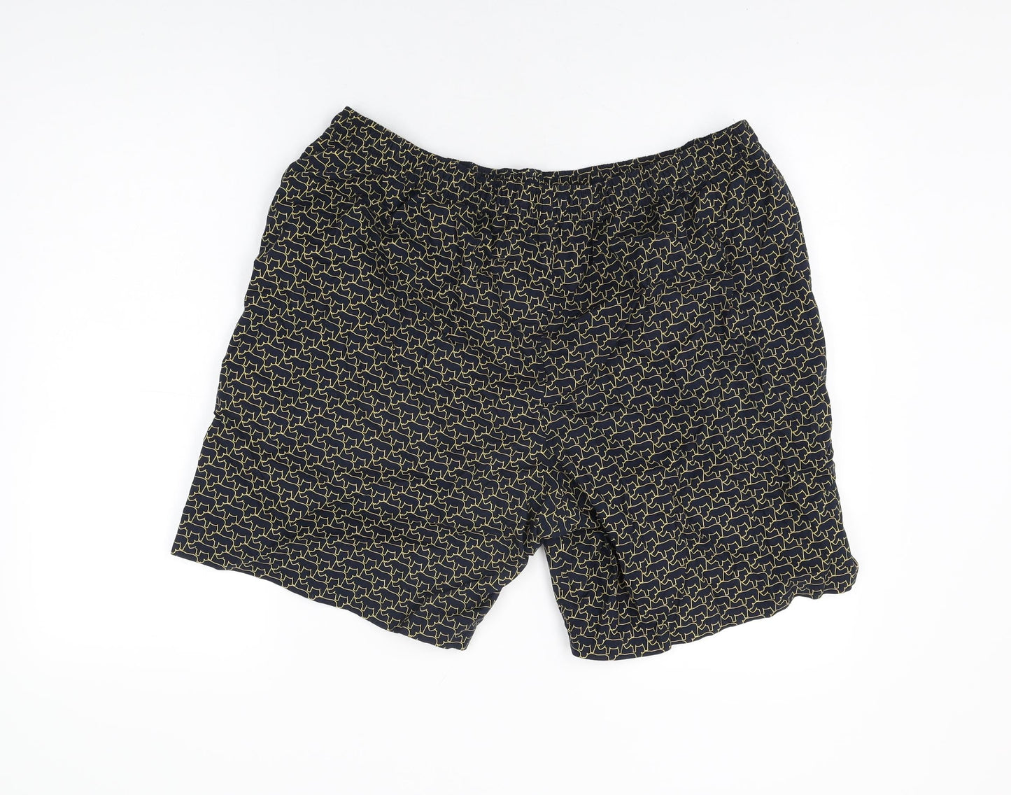 Marks and Spencer Mens Blue Geometric Cotton Bermuda Shorts Size 2XL L9 in Regular Drawstring