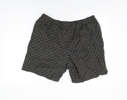 Marks and Spencer Mens Blue Geometric Cotton Bermuda Shorts Size 2XL L9 in Regular Drawstring