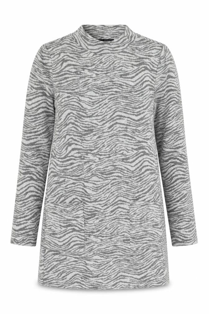 Marks & Spencer Womens Grey Animal Print Polyester Shift Size 8 Round Neck Pullover