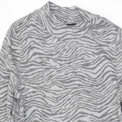 Marks and Spencer Womens Grey Animal Print Polyester Shift Size 8 Round Neck Pullover
