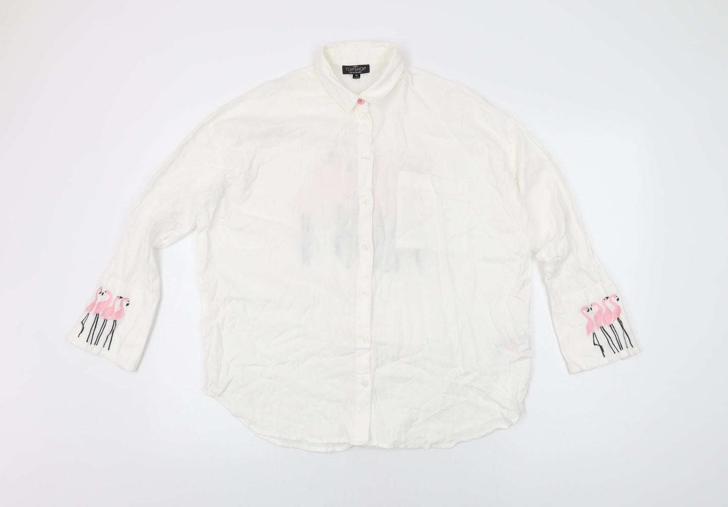 Womens UK Size 10 Topshop White Basic Button-Up