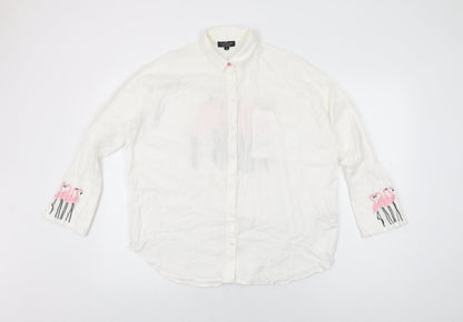 Womens UK Size 10 Topshop White Basic Button-Up