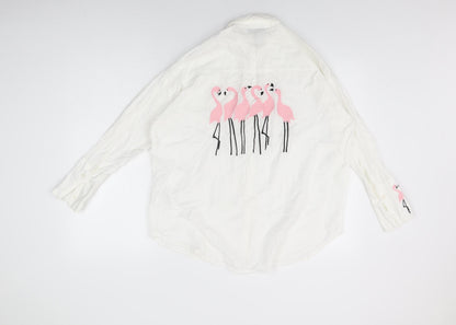 Womens UK Size 10 Topshop White Basic Button-Up