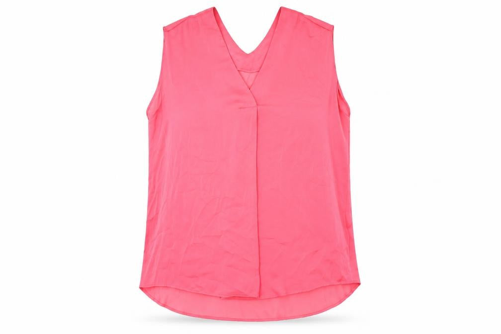 Marks & Spencer Womens Pink Polyester Basic Blouse Size 16 V-Neck