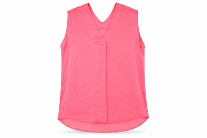 Marks & Spencer Womens Pink Polyester Basic Blouse Size 16 V-Neck